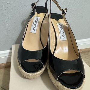 ❌SOLD❌Jimmy Choo Black Patent Wedge Sandals